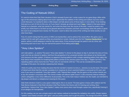 Writer/writingblog/ddlcnatsuki screenshot