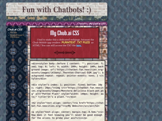 Chatbots/ChubAI-CSS screenshot