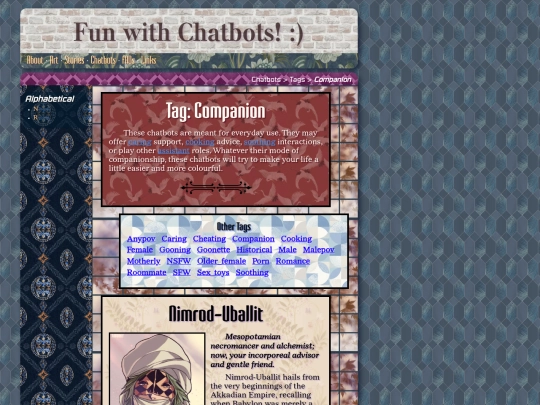 Chatbots/Tags/companion screenshot