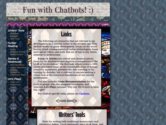 links screenshot