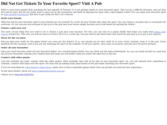 DidNotGetTicketsToYourFavoriteSportVisitAPub screenshot