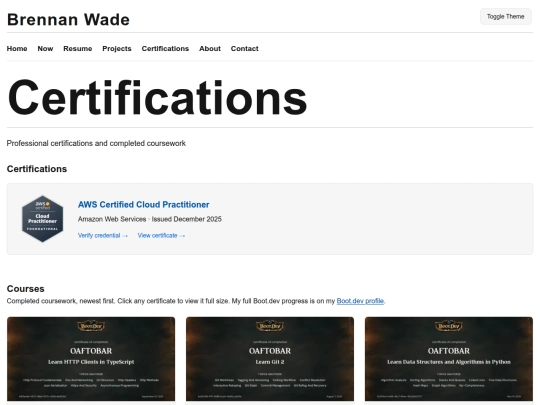 certifications screenshot