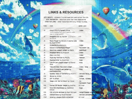 links screenshot