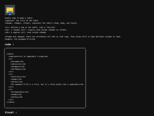 table screenshot