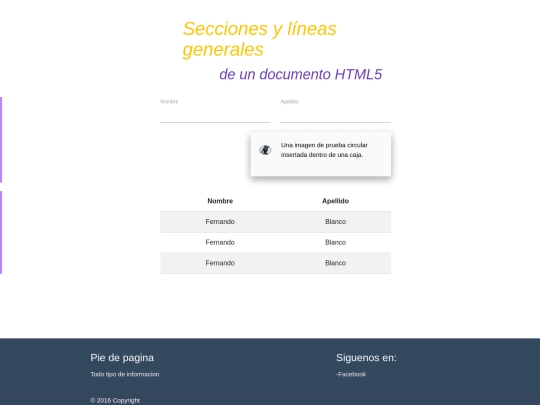  Secciones y líneas generales de un documento html5/Secciones y lineas screenshot