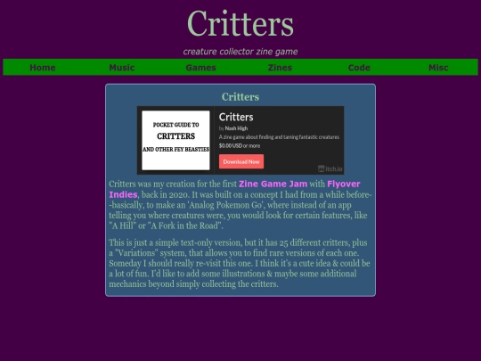 games/critters screenshot