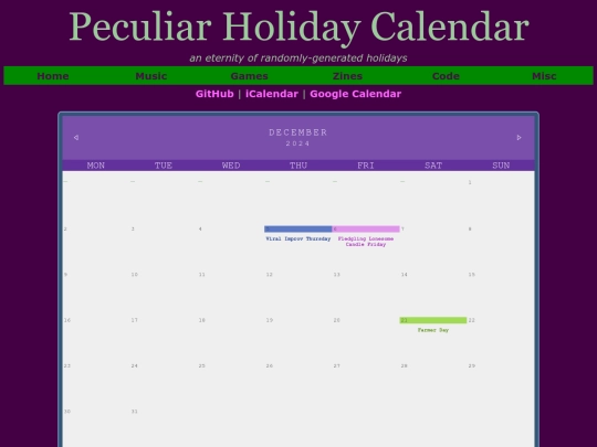 misc/peculiar-holiday-calendar screenshot