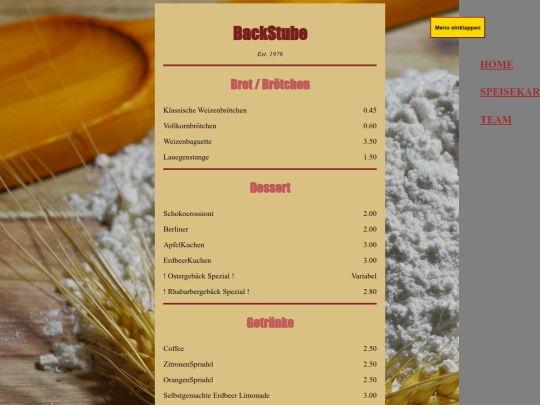 html/speisekarte screenshot