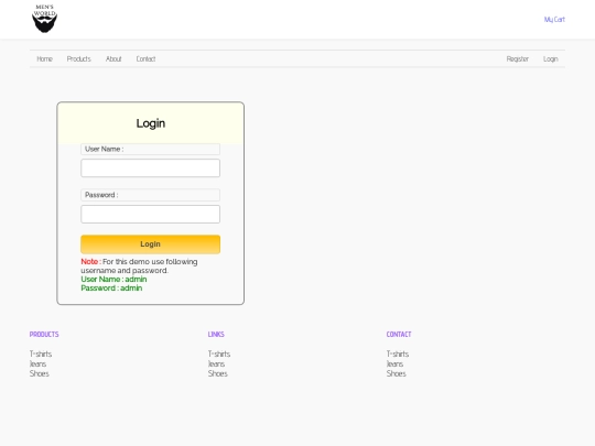 login screenshot