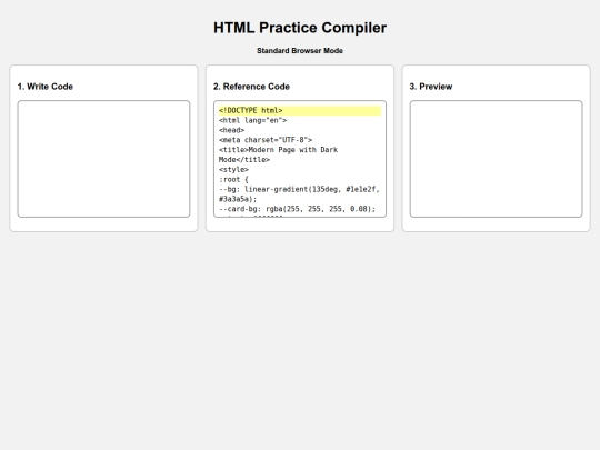 HTML Practice Compiler screenshot