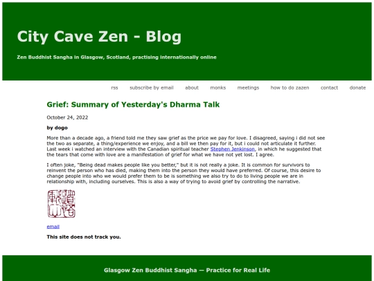 posts/10-24-22 Grief - Summary of Yesterday's Dharma Talk screenshot