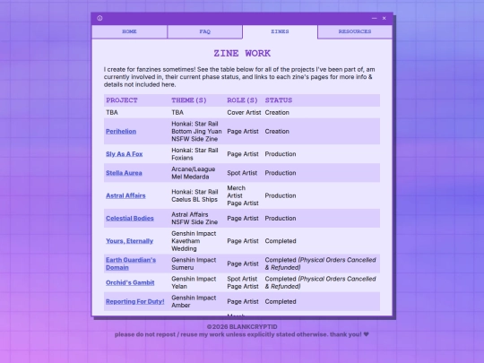 zines screenshot