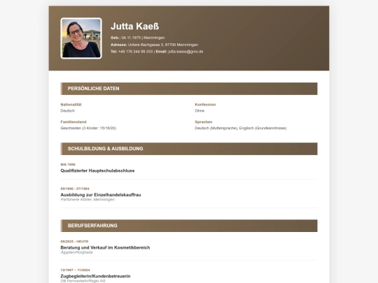 FamiluxLebenslaufPDF screenshot