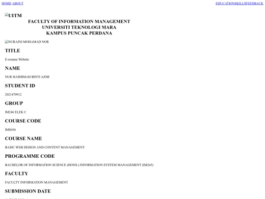 E-resume screenshot