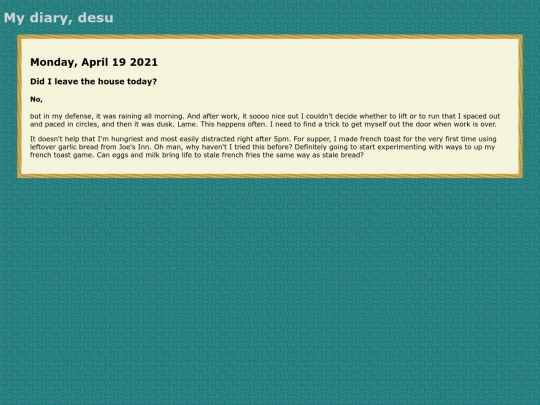 diary screenshot