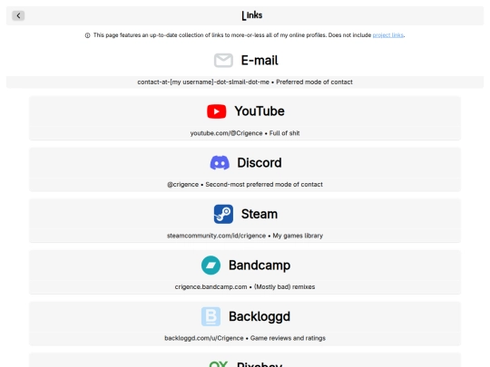 links screenshot