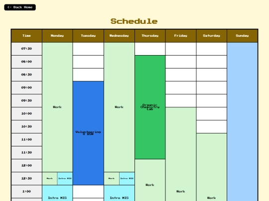 schedule screenshot