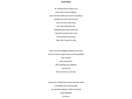 lyrics (all of nature) screenshot