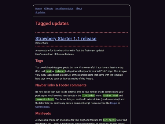 blog/tags/updates screenshot
