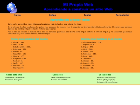 Primera web/listas screenshot