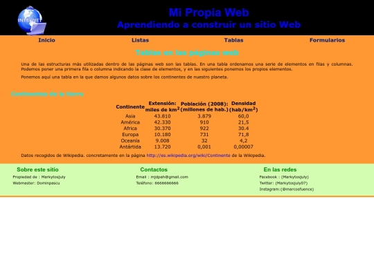 Primera web/tablas screenshot