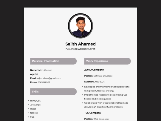 resume screenshot