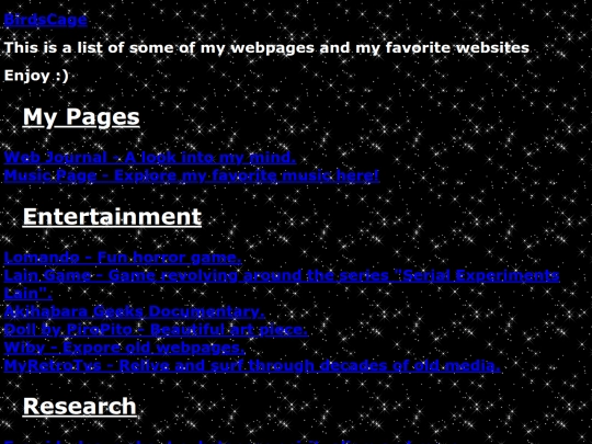 Links screenshot