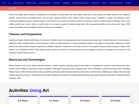 website/science screenshot