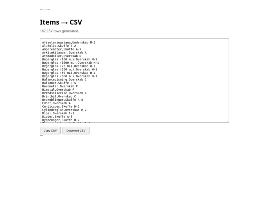 fysikfinder/createCSV screenshot