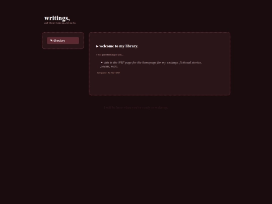 writings/writehome screenshot
