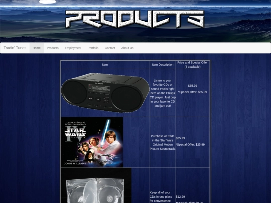 Products screenshot