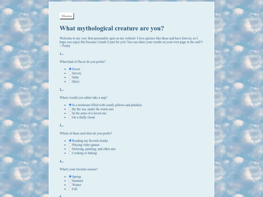 quiz/creature screenshot