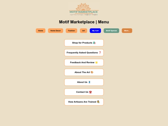 menu screenshot