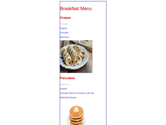 Restaurant Menu/Breakfast screenshot