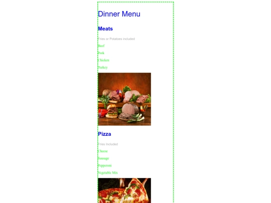 Restaurant Menu/Dinner screenshot