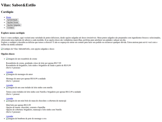 cardapio screenshot