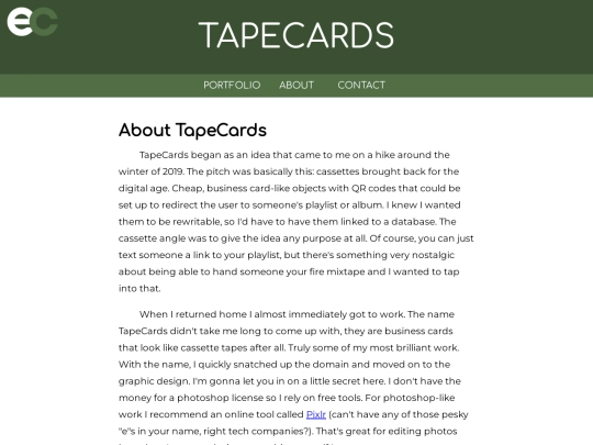 tapecards/about screenshot