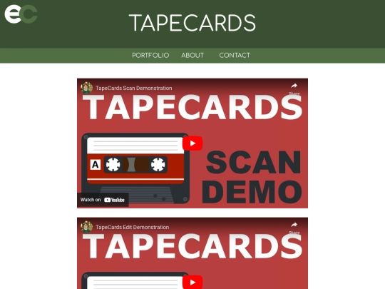 tapecards/demos screenshot