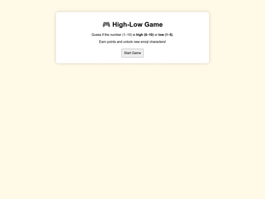 CHoppedhighlowgame screenshot