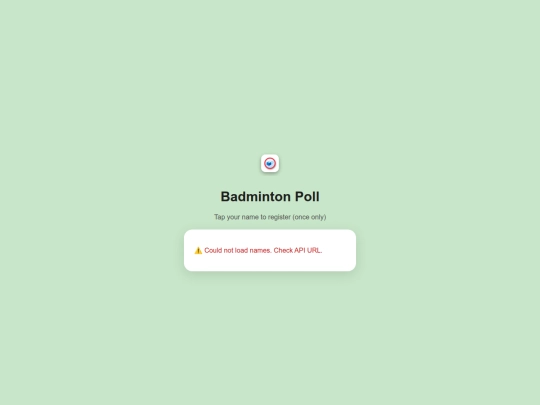 PollAppTest/register screenshot