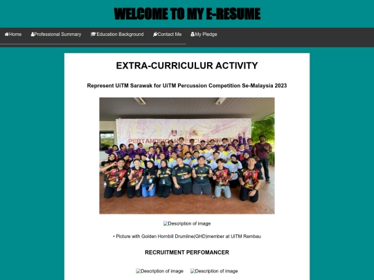 E-RESUME/IMS E-RESUME/extracurriculum screenshot