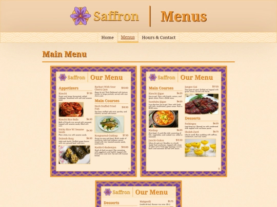 Saffron/menus screenshot