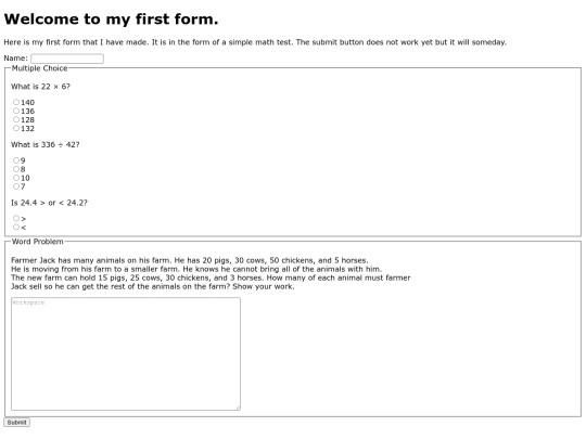 math-test-form screenshot