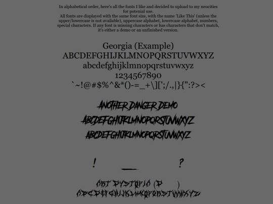 fonts screenshot
