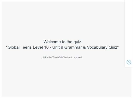 Global Teens Level 10 - Unit 9 Grammar & Vocabulary Quiz (Published) screenshot