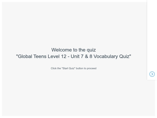 Global Teens Level 12 - Unit 7 & 8 Vocabulary Quiz (Published) screenshot