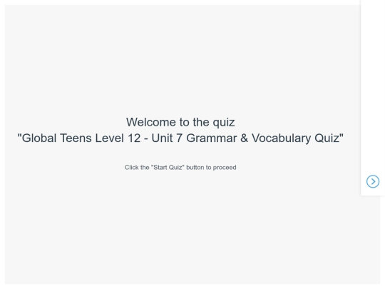 Global Teens Level 12 - Unit 7 Grammar & Vocabulary Quiz (Published) screenshot
