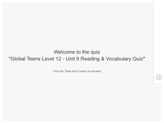 Global Teens Level 12 - Unit 9 Reading & Vocabulary Quiz (Published) screenshot