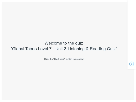 Global Teens Level 7 - Unit 3 Listening & Reading Quiz (Published) screenshot