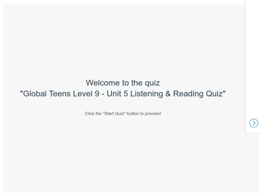 Global Teens Level 9 - Unit 5 Listening & Reading Quiz (Published) screenshot